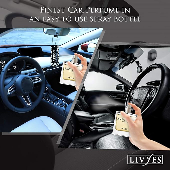 Areon Car Perfume 1.7 Fl Oz. (50ml) Glass Bottle Air Freshener, Platinum