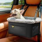 Dog Car Seat Booster for Small Pet Under 20lbs, Portable Travel Puppy Car Seat with Internal Steel Frame, Comfort Cushion & Storage Pockets, Adjustable Straps Fit Most Cars, Black