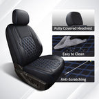 Huidasource Leather Car Seat Covers Fit for Toyota Tacoma 2016-2023 2022 2021 Full Coverage Seat Cover for Double/Crew Cab SR, SR5, Limited, TRD Pro, TRD Sport,TRD Off-Road (Front Pair/Black&Blue)
