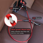 VIVAGLORY Dog Seat Belt Tuffbelt Dog Car Harness, Seatbelt with Clip & Hook for Car Travel, Chew Proof Anti Chew Unchewable Metal Safety Tether Restraint, XL, Red