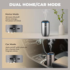 HAUSHOF Waterless Essential Oil Diffuser for Home & Car, Smart Aromatherapy Scent Diffuser with Auto On/Off, 3 Mist Levels & 3 Color Lights, Rechargeable Portable Design, Premium Silver Metal Finish