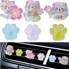 Cute Cat Air Freshener Vent Clips, 6Pcs Cat Paw Decorative Vent Clips, Car Air Conditioner Clip Automotive Interior Decoration for Cars【Fragrance-Free Aromatherapy Tablets, Add Your Own Scent】