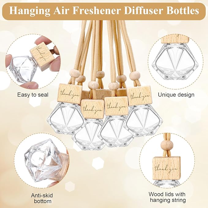 20 Pcs Car Diffuser Bottle Empty Bulk Hanging Car Freshener Bottles Inspirational Air Freshener Refillable Thank You Employee Appreciation Gifts Bulk for Nurse Staff(Thank You)