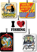 5pcs Gone Fishing Car Air Freshener Funny Car Accessories Automotive Interior Hanging Scents Mirror Decor for Men Teen Boys Fishermen Gifts