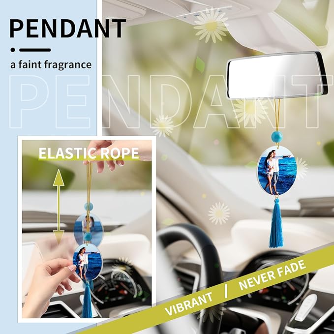 AOUXSEEM Sublimation Air Freshener Blanks with Tassels, PVC & Felt Heat Transfer Material for DIY Photo Car Rearview Mirror Scented Hanging Fragrant, Closet Aroma, Vivid Firm and Not Fray (20)