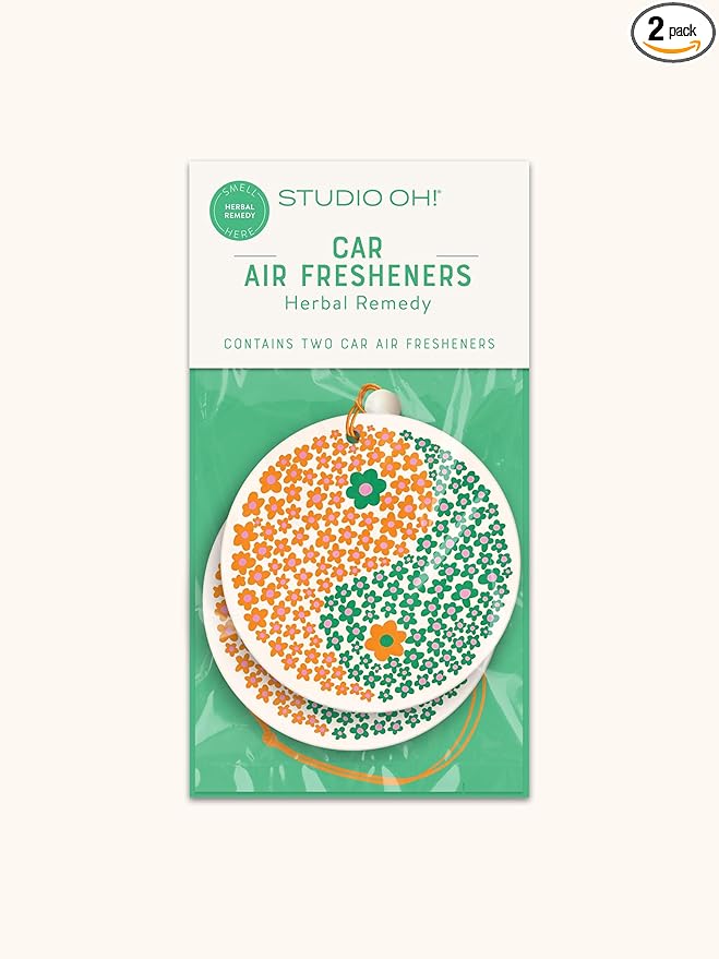Studio Oh! Car Air Fresheners - Pack of 2 Scented Hanging Car Odor Eliminator - Unique Design with Decorative Bead - Yin-Yang Blossoms