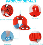 Superhero Travel Pillow for Kids & Adults with Sleep Eye Mask, Memory Foam U-Shaped Neck Pillow with Washable Cover, Soft Head Support Travel Accessories for Airplane Car Train Bus Recline, Red
