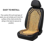 Road Comforts Wood Beaded Seat Cover Back Massage Cushion for Stress Free - Keeps Back from Getting Sweaty While Driving 1PC (Beige)