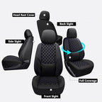 Wrangler Seat Covers 2007-2026 Full Set, Waterproof Leather Interior Sets with Lumbar Support Custom Fit for Jeep Wrangler JK JL 4 Door Unlimited Sahara/Sport/Rubicon X 392 Willys, Black Blue