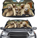 GENANY Sloth Family Funny Windshield Sun Shade for Car SUV Truck (55x30 Inches),Sun Shade Windshield, Shades for Windows, Protector Blocks UV, Spring Car Decor