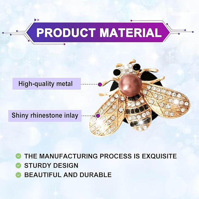 Shiny Bee Air Outlet Clips, Crystal Air Fresheners Vent Clips, Car Diffuser Vent Clip Rhinestone Diamond Interior Decor, Car Decoration, Bling Car Accessories (2 Pcs Golden)