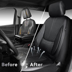 CAR PASS Nappa Leather Car Seat Covers, Water Resistant 3D Foam Faux Leather Seat Covers, Lumbar Support Automotive Seat Covers 2 Front Seats, Comfort & Universal Fit for Cars SUV Truck, Solid Black