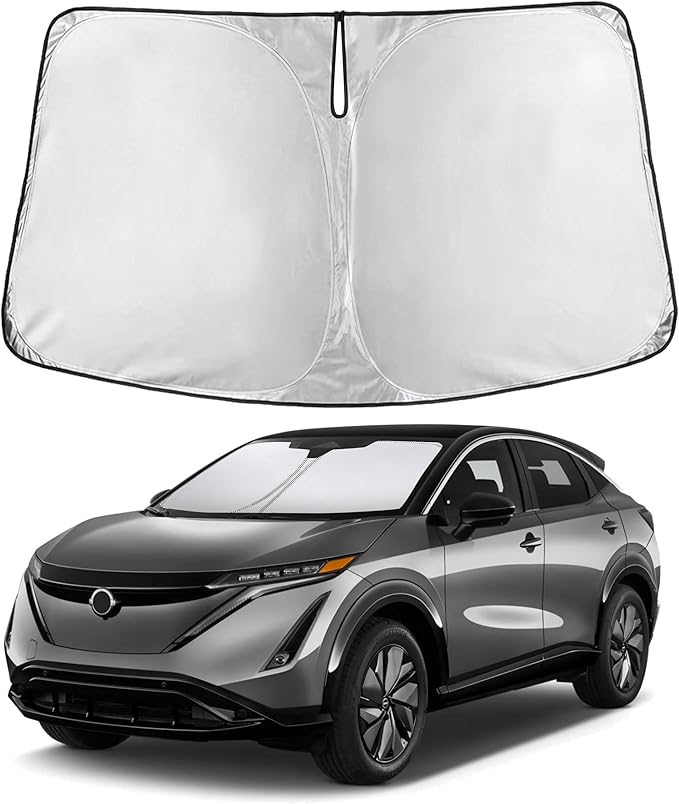 EcoNour Windshield Sunshade Compatible for Nissan AriyaEV 2023 2024 2025, Sun Visor for Front Windshield & Window Sun Shade Cover, UV Heat Blocker & Protector, Car Accessories