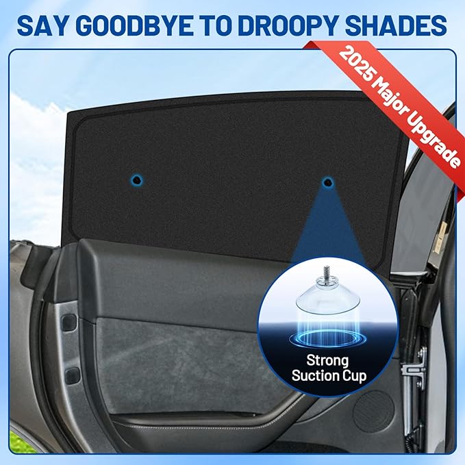 8pcs Car Window Shades for Tesla Model Y 2025 2026 Upgrade with Suction Cups [Suction No-Fall] | Full Coverage Window Covers Sunshades for Camping | Privacy Window Shade for Front, Rear, Side Windows
