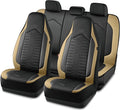 Skechers Memory Foam Car Seat Covers, Leather High Back Seat Covers Quilting Design,Waterproof Sports Car Seat Covers Full Sets,Airbag Compatible, Universal Fit for Most Cars, SUVs,Trucks,Beige