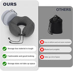 Travel Neck Pillow for Airplanes,100% Memory Foam Neck Support Pillow,Ergonomic U-Shaped 360° Neck Support,Portable with Storage Box,for Flight,Car,Train,Office & Home (Dark Gray)