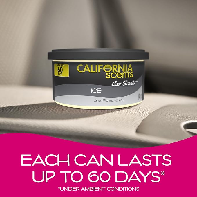 California Scents Can Air Freshener and Odor Neutralizer, Set of 12 Spillproof Cans for Home and Car, Assorted Scents, 1.5 Oz Each (Packaging May Vary)