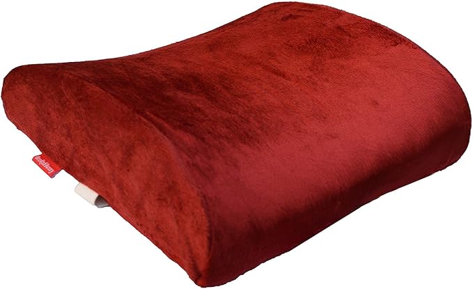 Bookishbunny 2pc High Resilience Memory Foam Seat Chair Waist Lumbar Back Support Cushion Pillow Car Office Home (Burgundy)