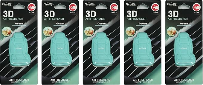 FH Group FH1017 Clip On 3D Air Freshener Ocean Scent (Light Blue) 5PK