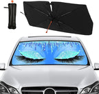 Socira Gorgeous Eyelash Car Windshield Sunshade Umbrella Foldable Visor Umbrella Sun Shade Cover Sunshade Front Window Cover Car Accessories Blocks Uv Rays (57" X 30")