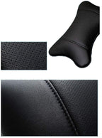 Car Neck Pillows Both Side Pu Leather 2pieces Pack Headrest Fit for Most Cars Filled Fiber Universal Car Pillow (Black)