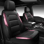 CAR PASS Memory Foam Car Seat Covers,Air Cool Mesh Thick Seat Covers Front Seats,Pink Metal Film Leather Seat Cover for Car,Universal Automotive Comfort for Most Car,Truck,Airbag Compatible,Black Pink