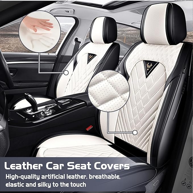 Truck Seat Covers for Ram 2500 2009-2026, Waterproof Premium Leather Full Coverage Car Seat Cover, Muscle Sport Style Auto Interior Seat Cover Sets (Front Set/Black White)
