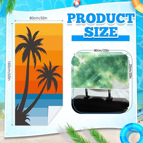 1 Pack Car Seat Towel Covers with Storage Bag 63 x 32 Inch Athletic Running Towel Seat Sweat Washable Non Slip Cover Gift for Car Outdoor Sport Activities (Beach Palm Trees)