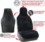 Aegis Cover Premium Australian Merino Sheepskin Car Seat Cover, Easy-Install Summer & Winter Universal Fit for SUV Truck Sedan Most Vehicles (FS-Charcoal)