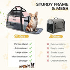 Lekereise Top-Expandable Pet Carrier 17x11x9.5 Inch Alaska Hawaiian Airline Approved Soft Sided Underseat to 12lbs Travel Carriers for Small Cats and Dogs with Locking Safety Zippers Anti-Scratch Mesh