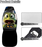 Funny Car Seat Cover Front Seats Only,Cartoon Turtle Driver Seat Cover Soft Saddle Blanket Cushion Cover for SUV,Vans,Sedans,Trucks