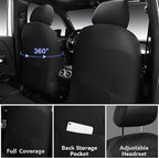 CAR PASS Luxury Nappa Leather Seat Covers Full Set, Water Resistant Faux Leather Seat Covers with Lumbar Support, Comfortable Automotive Seat Covers Universal Fit for SUV Sedan Van Truck, Solid Black