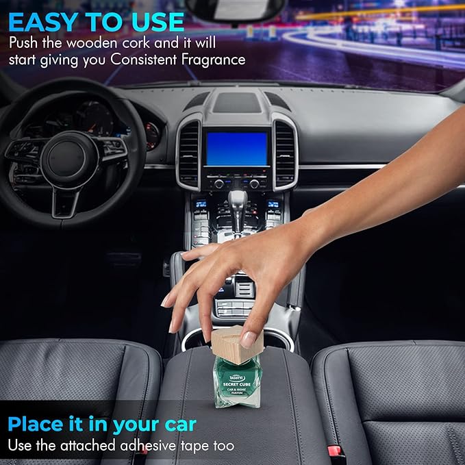 Tasotti Car Air Freshener, Luxury Perfume for Car and Home, Long-Lasting Air Freshener and Odor Eliminator, Secret Cube Collection (Exotic Cocos)