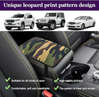 Leopard Cheetah Print African Animal Hunting Auto Center Console Armrest Pad, Car Center Console Cover, Auto Accessories Soft Comfort Armrest Cover Cushion Mat for Most Cars (Green Camouflage)