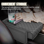 Hovom Car Center Console Cover, 13.39"×7.87"×2.76" Leather Armrest Cover for Cars, Memory Foam Armrest Pillow with Pocket, Cup Holder & Phone Slot, Universal Vehicle Arm Rest Cushion Pad (Gray)
