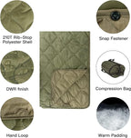 Military Poncho Liner 55”x 79” Camping Blanket Compact Waterproof for Travel Stadium Outdoor Camping