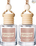 RAINBOW ABBY Hanging Car Air Freshener Diffuser 2 Pack - Mahogany Teakwood Fragrance Oil, 45+ Days Long Lasting, Essential Oil Diffuser for Car