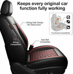 Fit Elantra Car Seat Covers for Hyundai Elantra 2017-2025 2026 - Premium Leather, Waterproof, All-Weather, Airbag Compatible, Anti-Slip, Breathable, Seat Protectors, Full Set, Redline