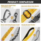 AUBELL Tactical Dog Leash Heavy Duty,4-6ft Reflective Strong No Pull Bungee Leash for Medium Large Dogs with Comfortable Padded Double Handle,Car Seat Belt,360 Degree Rotating Carabiner,Yellow