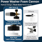 DBR Tech® Foam Cannon for Pressure Washer | Pro-Grade, 1.1mm Orifice, 1000-4000 PSI, Grey