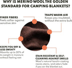 Woolly Mammoth Woolen Company Merino Wool Blanket - 80% Merino Wool - Camping Blankets for Cold Weather - Mositure-Wicking for Overlanding, Hunting, Emergency Kits, Bushcraft (66" x 90" Bark)