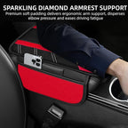 NBTEPEM Red Center Console Cover, Sporty Leather Armrest Cover Cushion with 2 Storage Pockets, Universal Auto Middle Console Protector, Car Interior Accessories for Most SUV, Truck, Sedan Vehicles