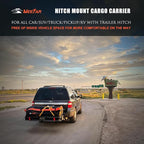 Hitch Mount Cargo Carrier Basket 53"*19"*5"+Waterproof Bag 9 Cubic Feet(51"*17"*18"),and Cargo Net with Attachment Hooks,Ratchet Straps,Hitch Stabilizer.500 Lbs Capacity,fit 2" Receiver