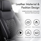 Huidasource Tacoma Seat Covers Full Set, Nappa Leather Pickup Seat Cushion Cover Fit for Toyota Tacoma 2024-2026 Double&Crew Cab SR SR5 Limited TRD Sport/Off Road Trailhunter (Full Set/Black&White)