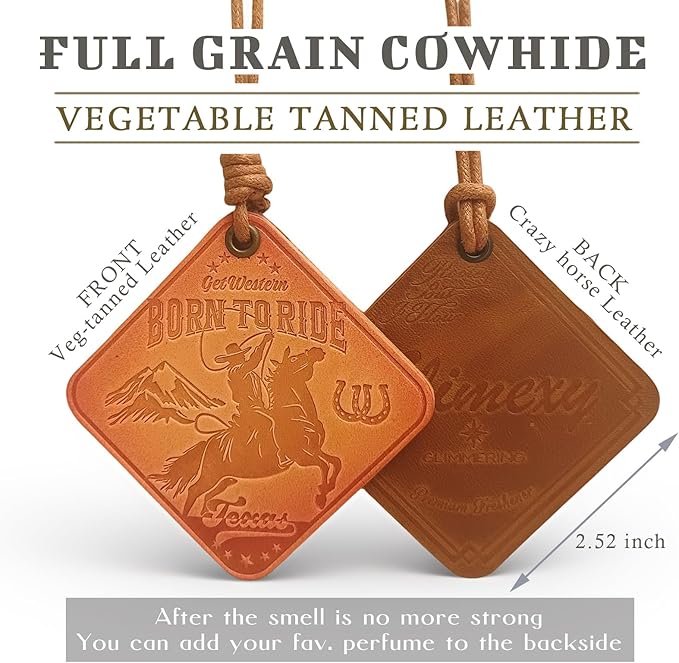 Leather Car Air Freshener Hanging for Cowboy Texas Souvenirs Western Car Accessories Cowboy Gifts for Men Leather Car Scent Western Gifts for Men