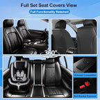 Fit Mazda 6 Car Seat Covers (Front Pair) for Select Mazda 6 2007-2021, Premium Full Coverage Leather, Airbag Compatible, Luxury Waterproof All Weather Breathable Seat Cushion Protector, Black