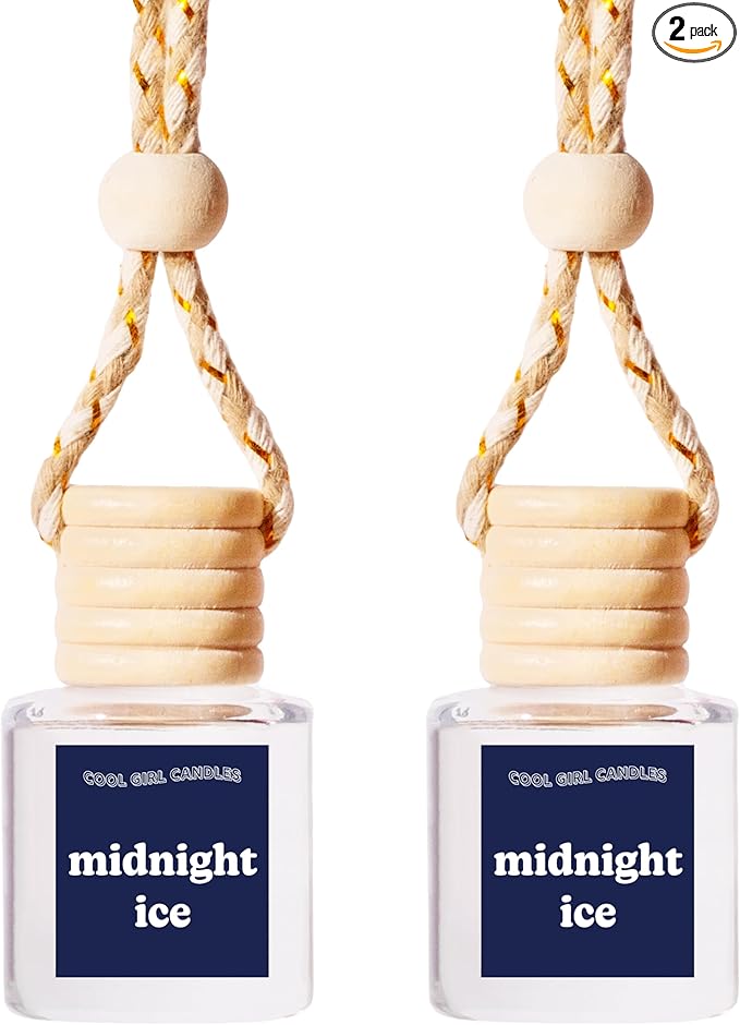 Cool Girl Candles Midnight Ice Car Air Hanging Fragrance Oil Diffuser & Air Freshener for Essential Oils - Long Lasting Vehicle Diffuser Bottle