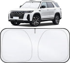 LivTee Car Windshield Sun Shade – 300T Polyester, Double-Layer Design, Foldable Sunshade for Small Sedans & Mini SUV, UV & Heat Protection, Automotive Interior Sun Shield, Car Accessories (64"x33.5")