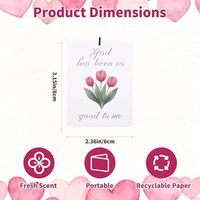4pcs Pink Christian Car Air Freshener, Cute Floral Cherry Jesus Christian Hanging Car Scents Diffuser Freshener Religious Hanging Decor Gifts for Women Girls Closet Drawer Auto Accessories (4 Styles)