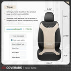 Coverado Front and Back Seat Covers, 5-Pack Universal Seat Covers for Cars, Leather & Fabric Splicing Design Car Seat Protectors, Waterproof Auto Seat Cushions Universal for Vehicles, Black & Beige